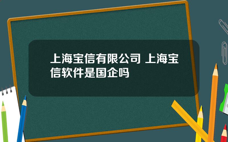 上海宝信有限公司 上海宝信软件是国企吗